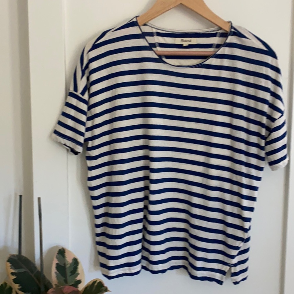 NWOT madewell navy striped shirt S